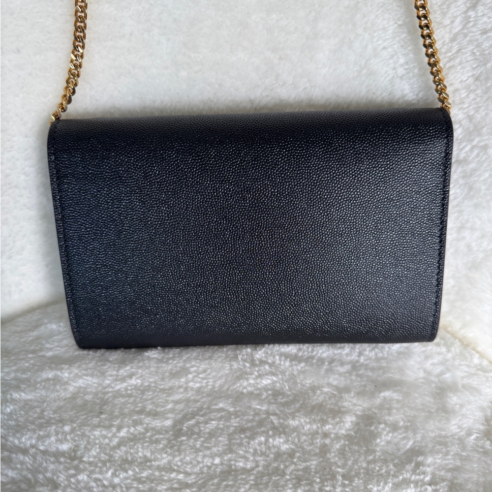 SAINT LAURENT Uptown Chain Wallet in Grain De Poudre Embossed Leather - Picture 7 of 14